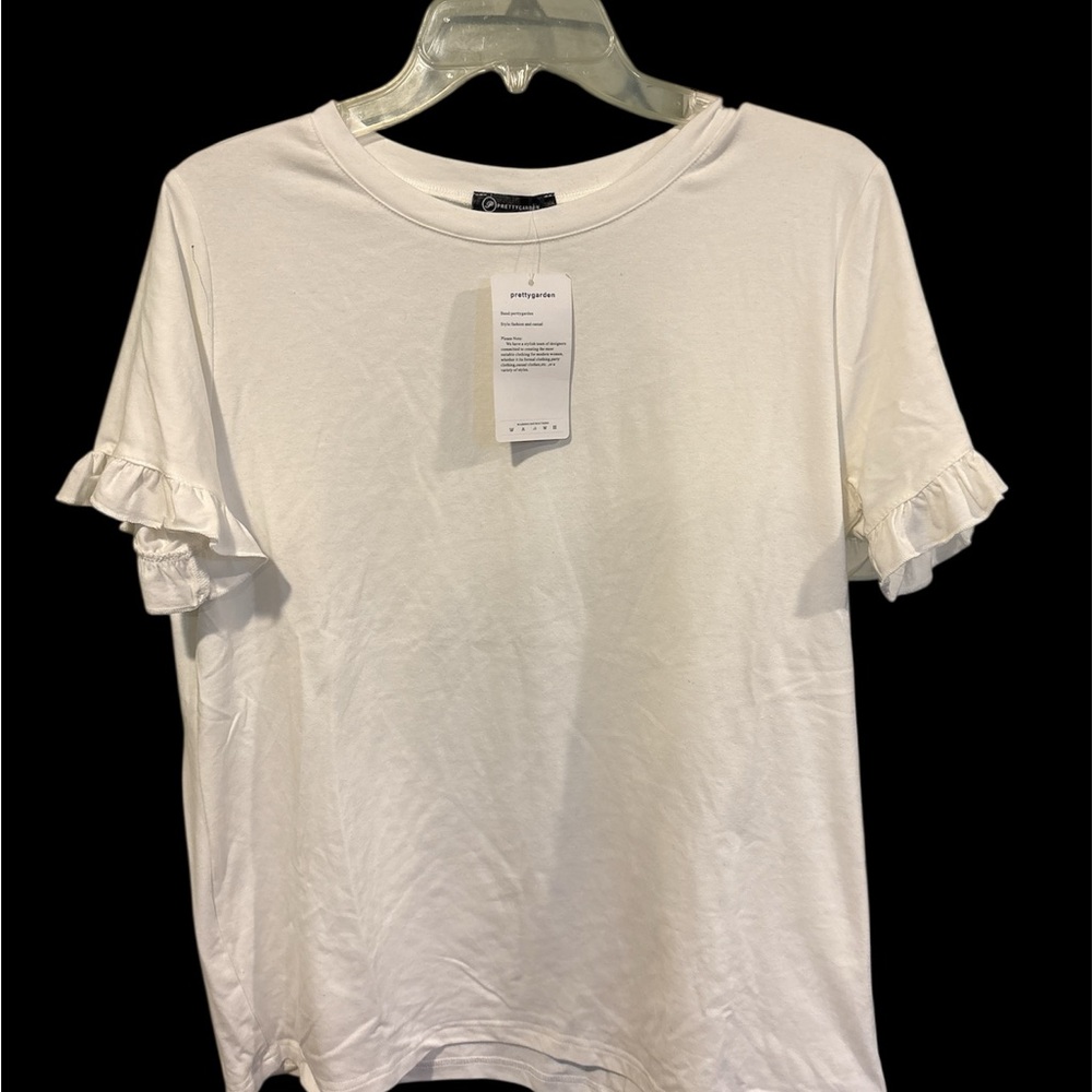Chic White Ruffle Sleeve Tee